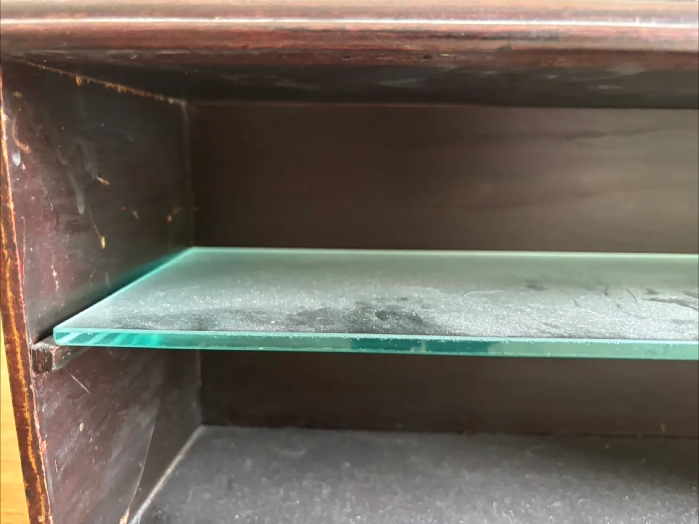 Dark Brown Wood Shelf with Glass Insert image indicator(10)