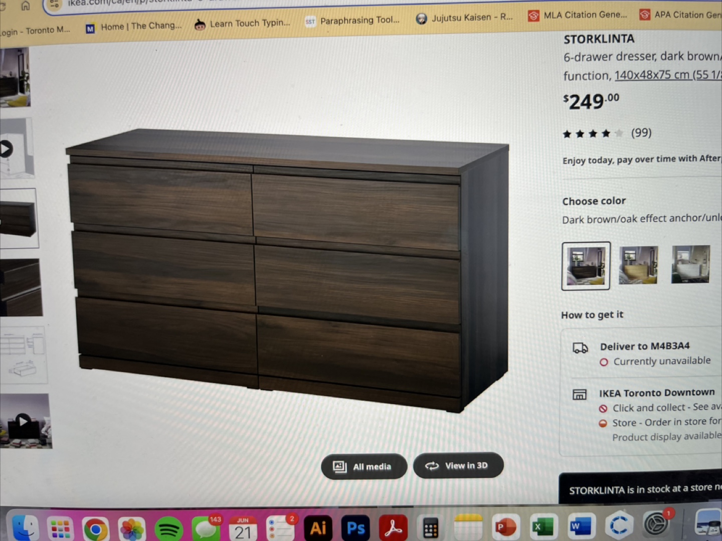 IKEA STORLINTA 6-drawer dresser, dark brown