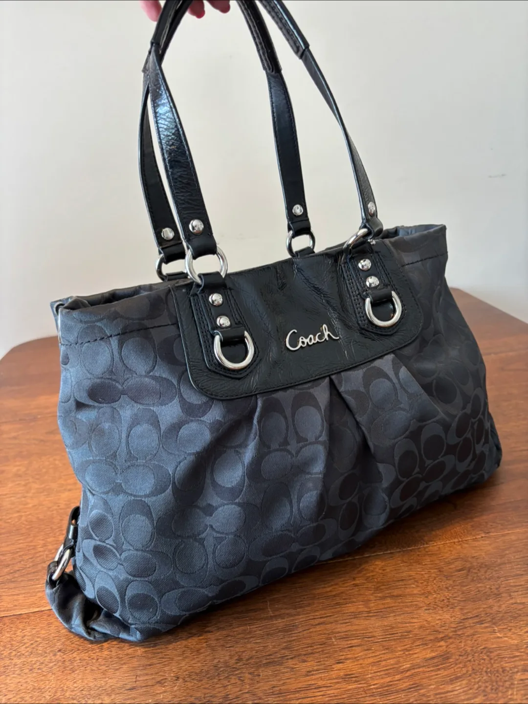 Coach Black Signature Print Handbag thumbnail