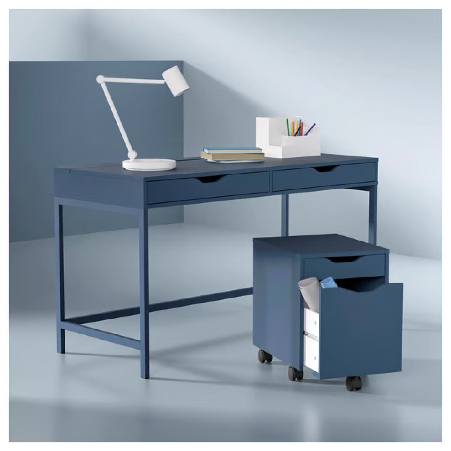 Spacious Navy Blue Desk