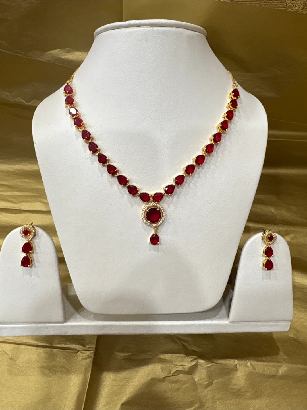 Red Ruby Necklace and Earring Set thumbnail