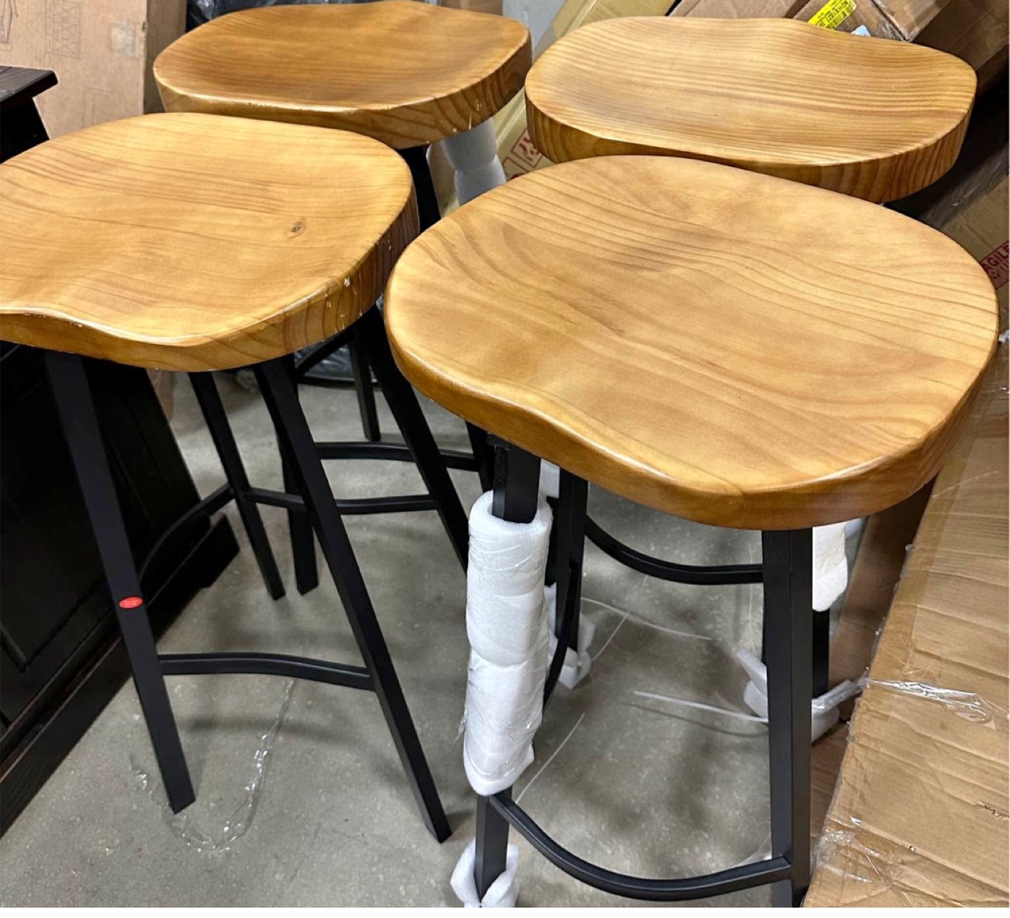 Wooden Swivel Bar Stools - Set of 4