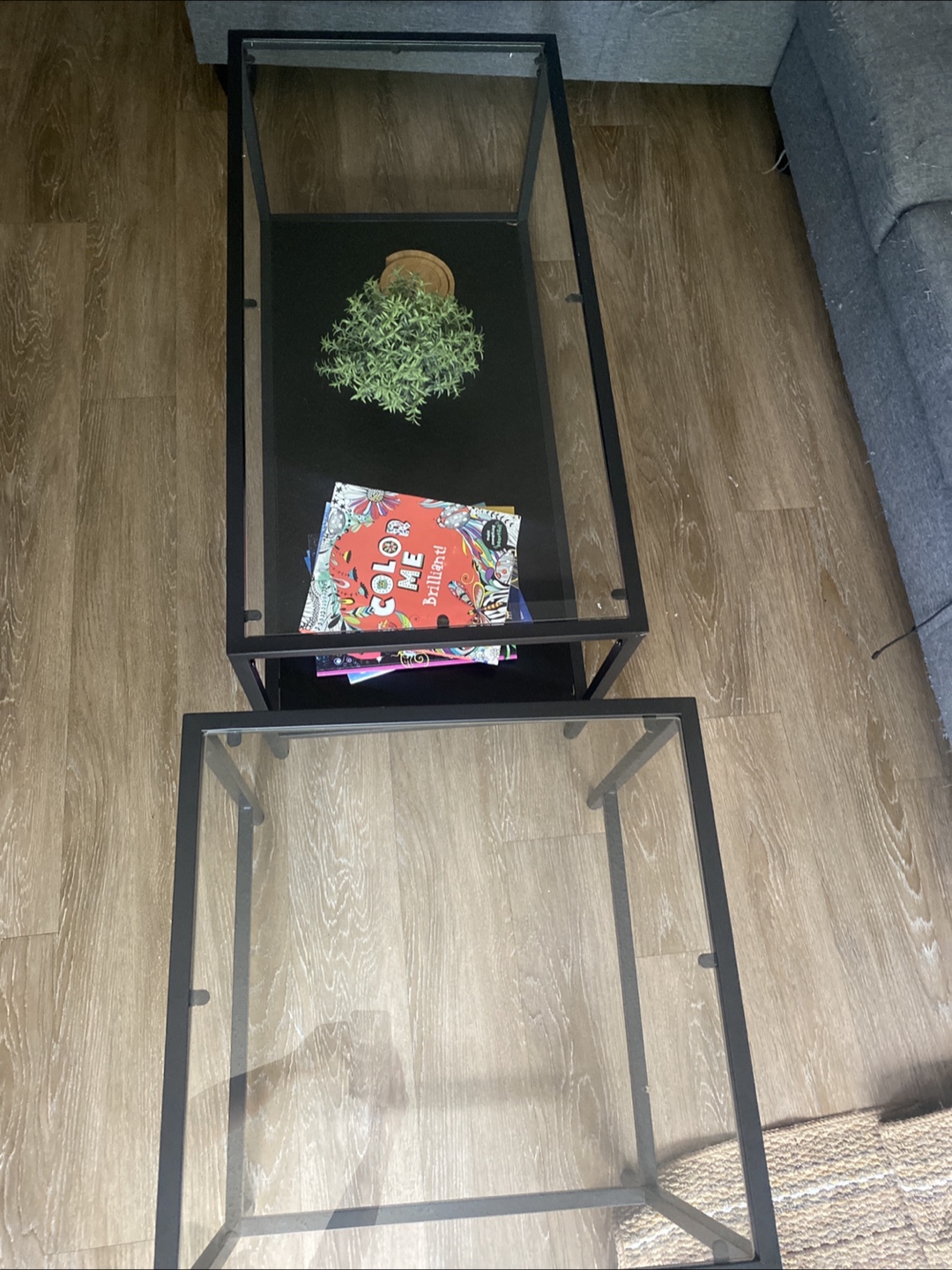 Nesting Coffee Tables - Black Frame, Glass Top - photo 2