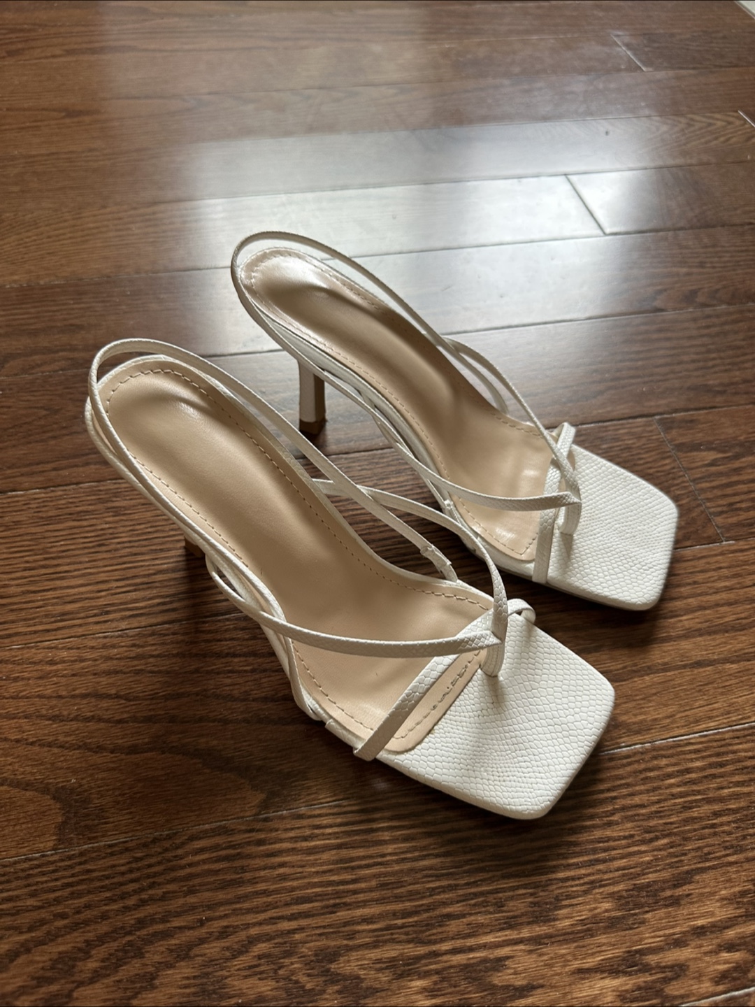 White strappy heels