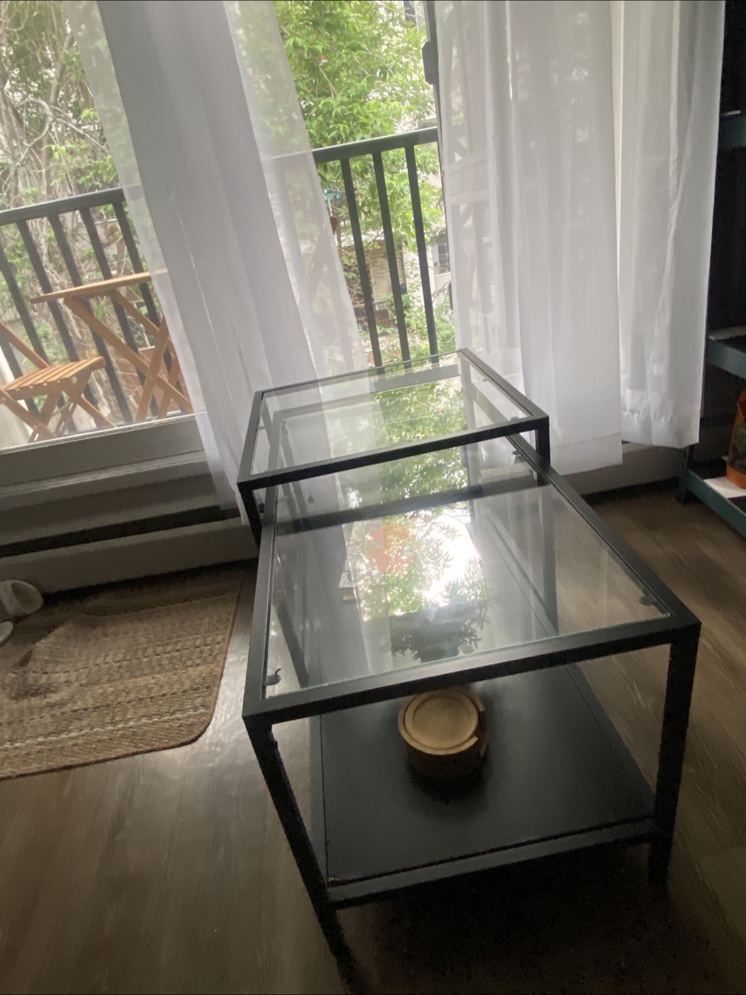 Nesting Coffee Tables - Black Frame, Glass Top - photo 3