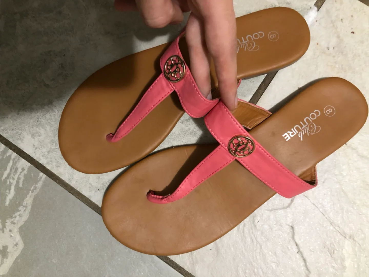 Club Couture Pink Thong Sandals - Size 8 thumbnail