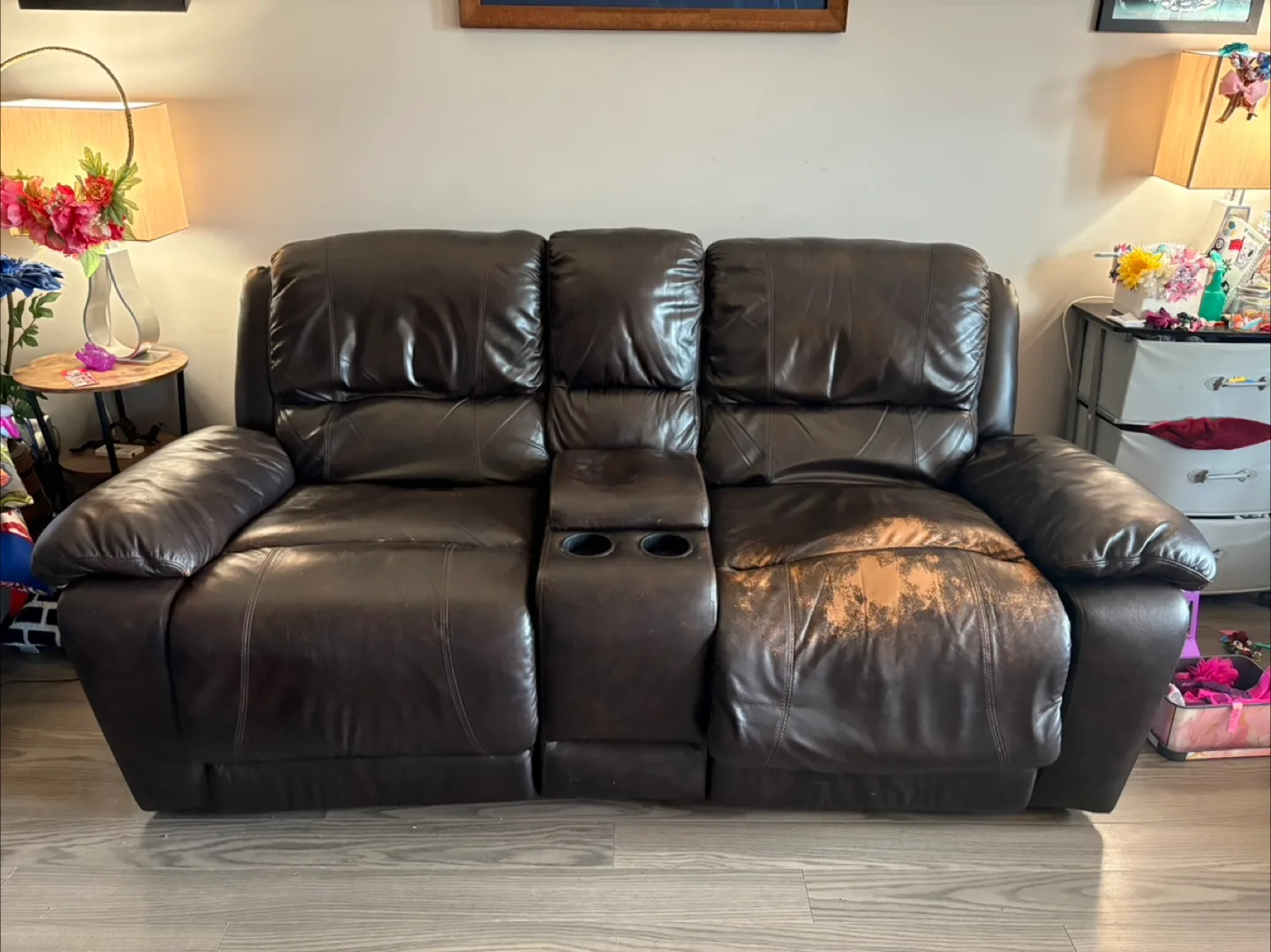 Free to a good home: Brown Electric Reclining Love-seat thumbnail