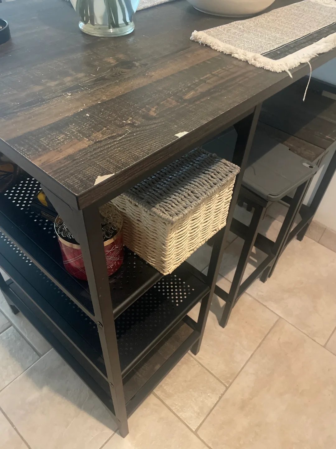 Dark Wood Kitchen/Bar Table with 4 Stools image indicator(5)