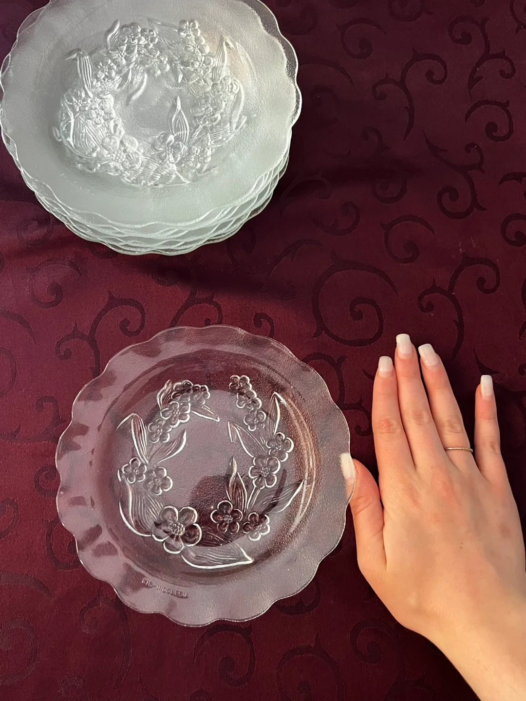 Floral Glass Dessert Plates - Set of 10 image indicator(3)