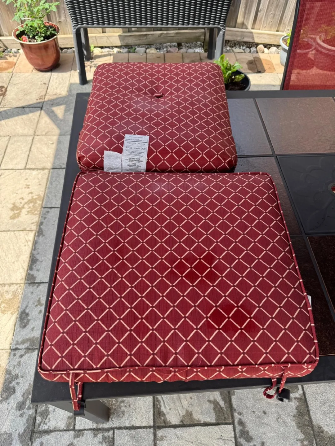 Patio Chair Cushions 6pieces - Red & Cream Pattern thumbnail
