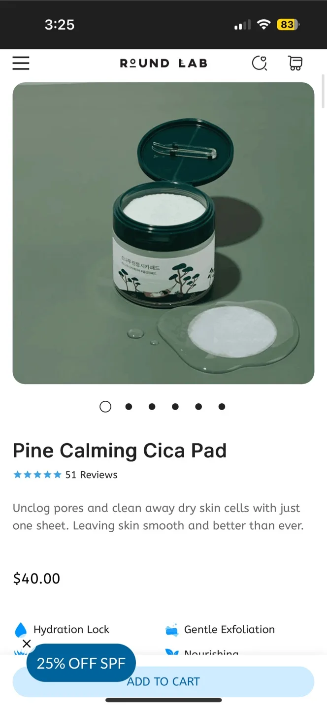 ROUND LAB Pine Soothing Cica Pad (50 pads) image indicator(5)