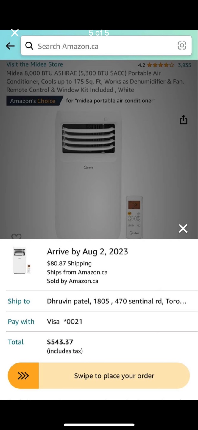 Midea 8,000 BTU Portable Air Conditioner - White - photo 5