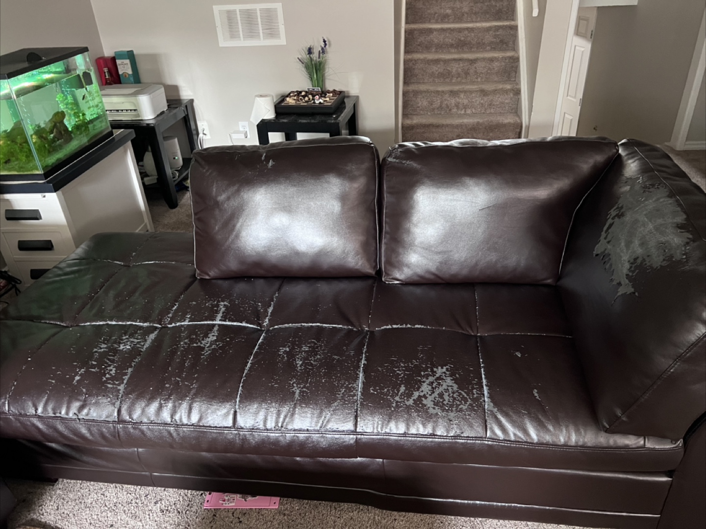 Dark Brown Leather Couch - Well Used - photo 2