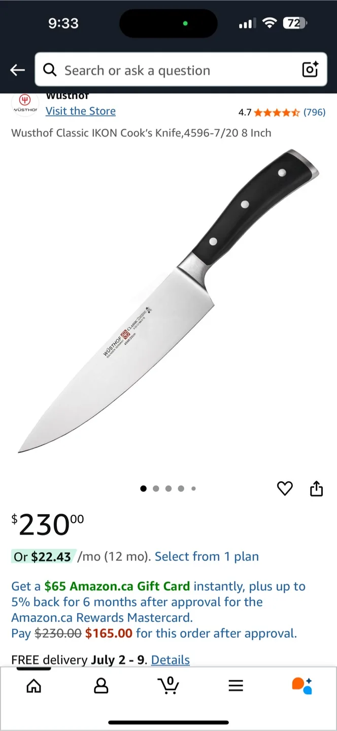 New Wüsthof Classic IKON Cook's Knife 8 Inch image indicator(2)