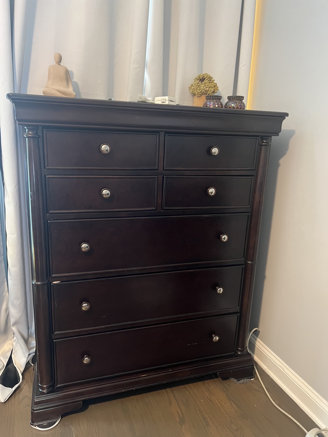 Dark Brown Wooden Tall Dresser