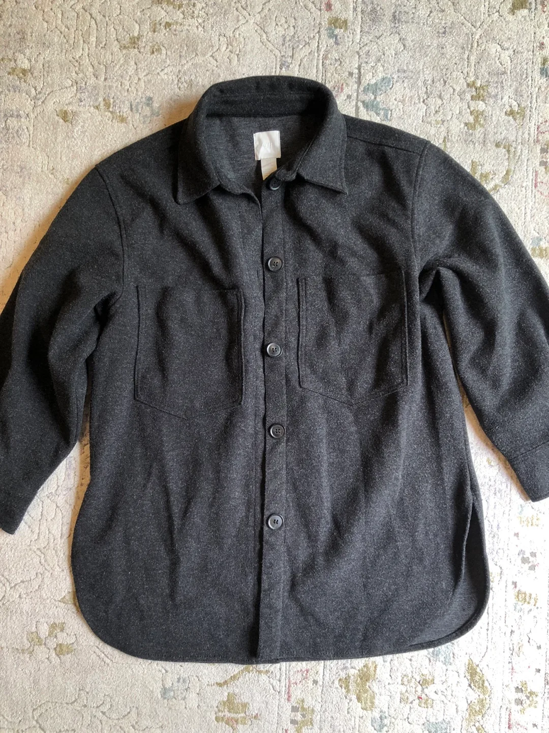 H&M Gray Wool-Blend Shirt Jacket - Size S thumbnail