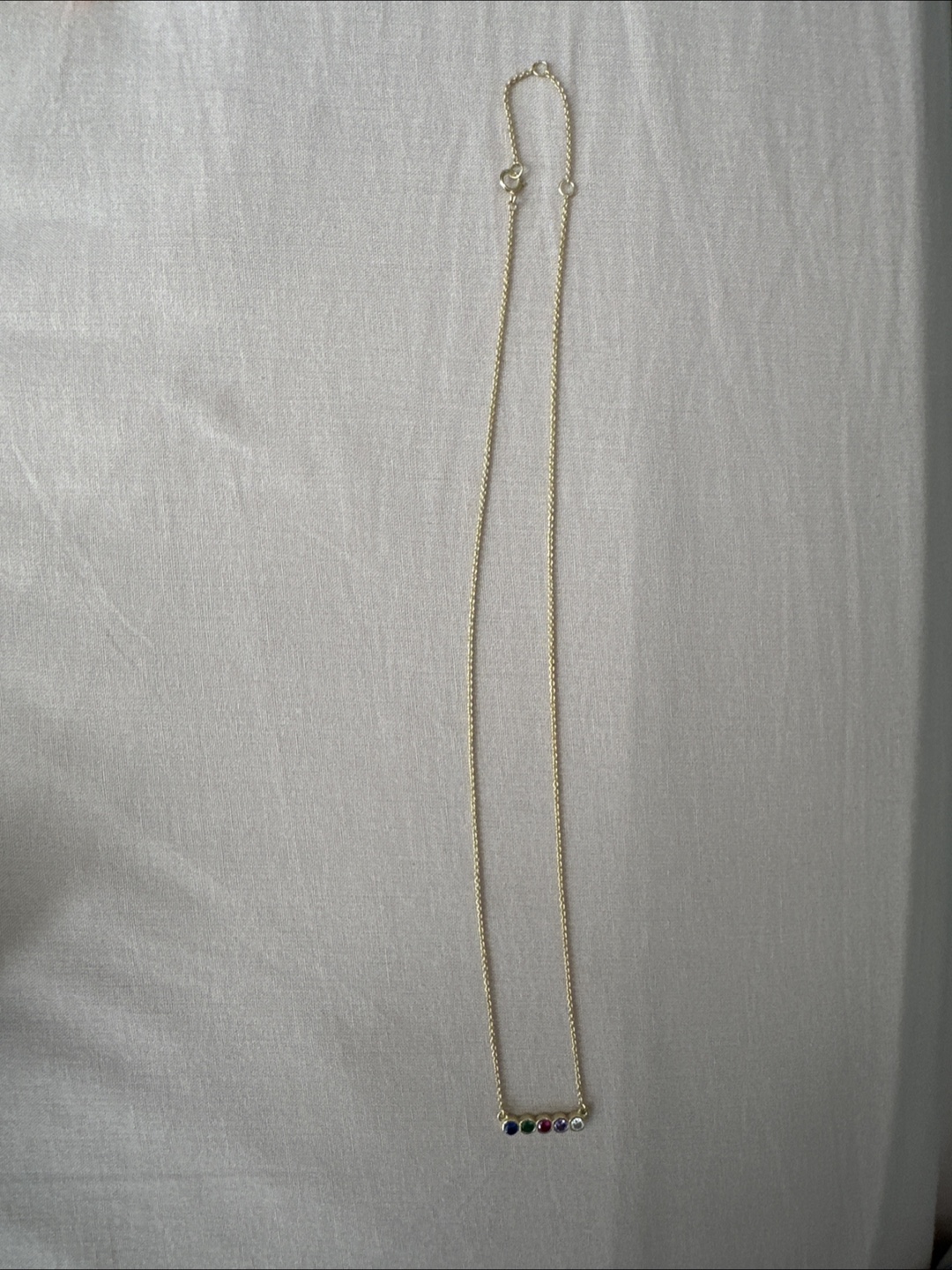 Gold Necklace with Rainbow Stones