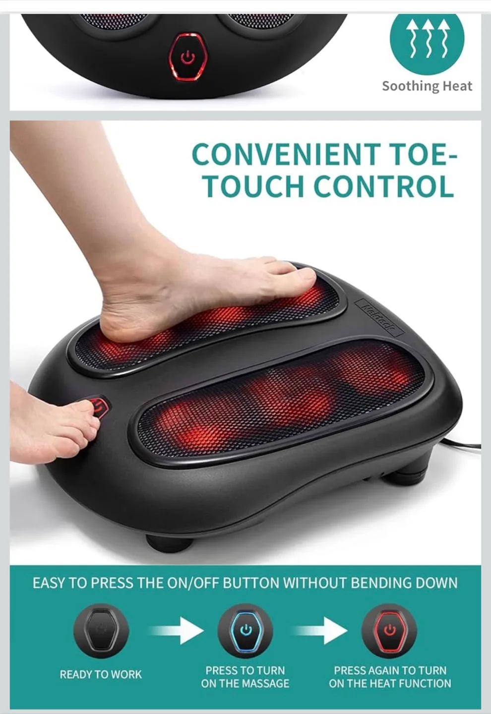 Nekteck Foot Massager with Heat image indicator(4)