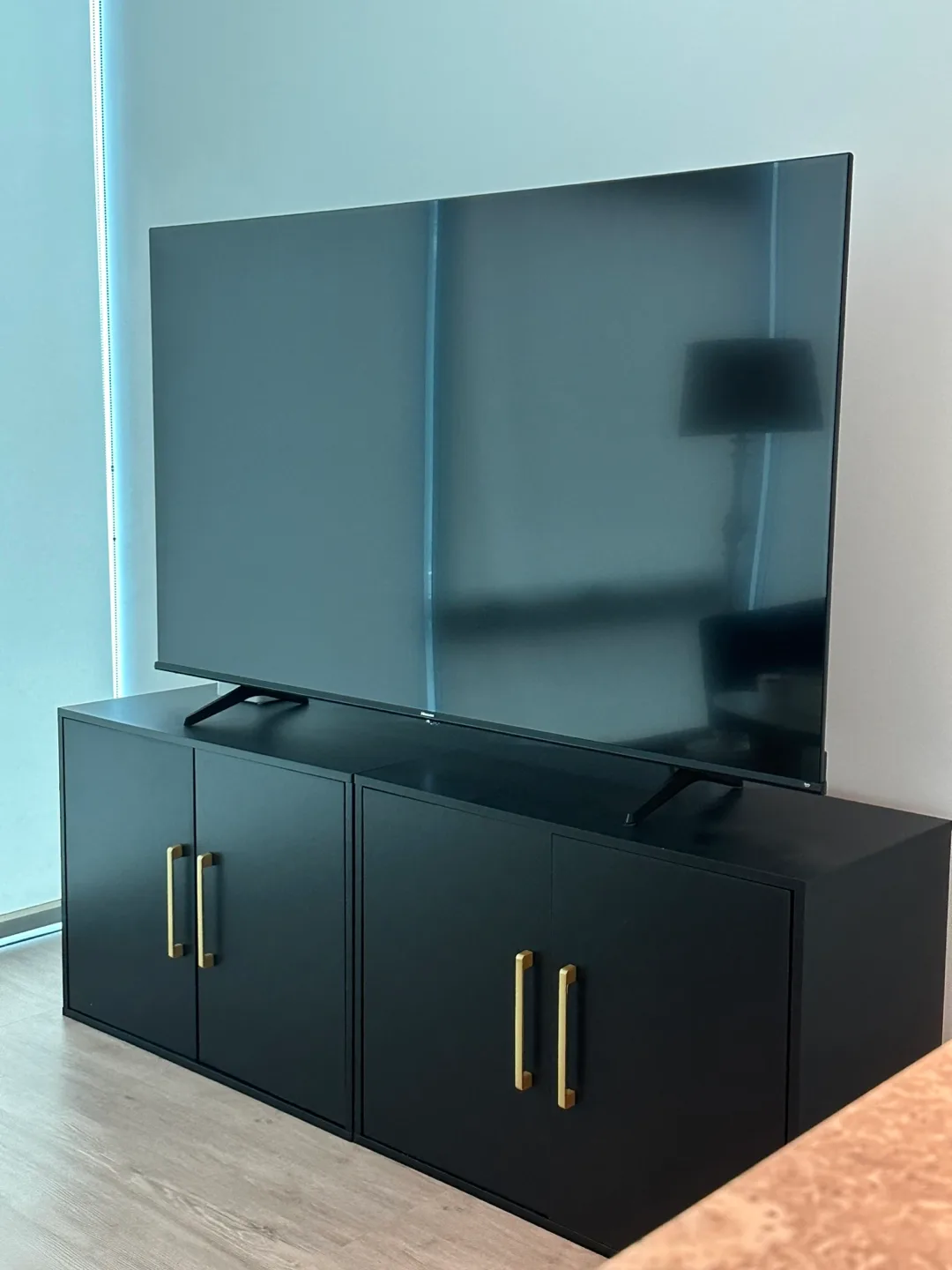 Black storage cabinets and lamps thumbnail