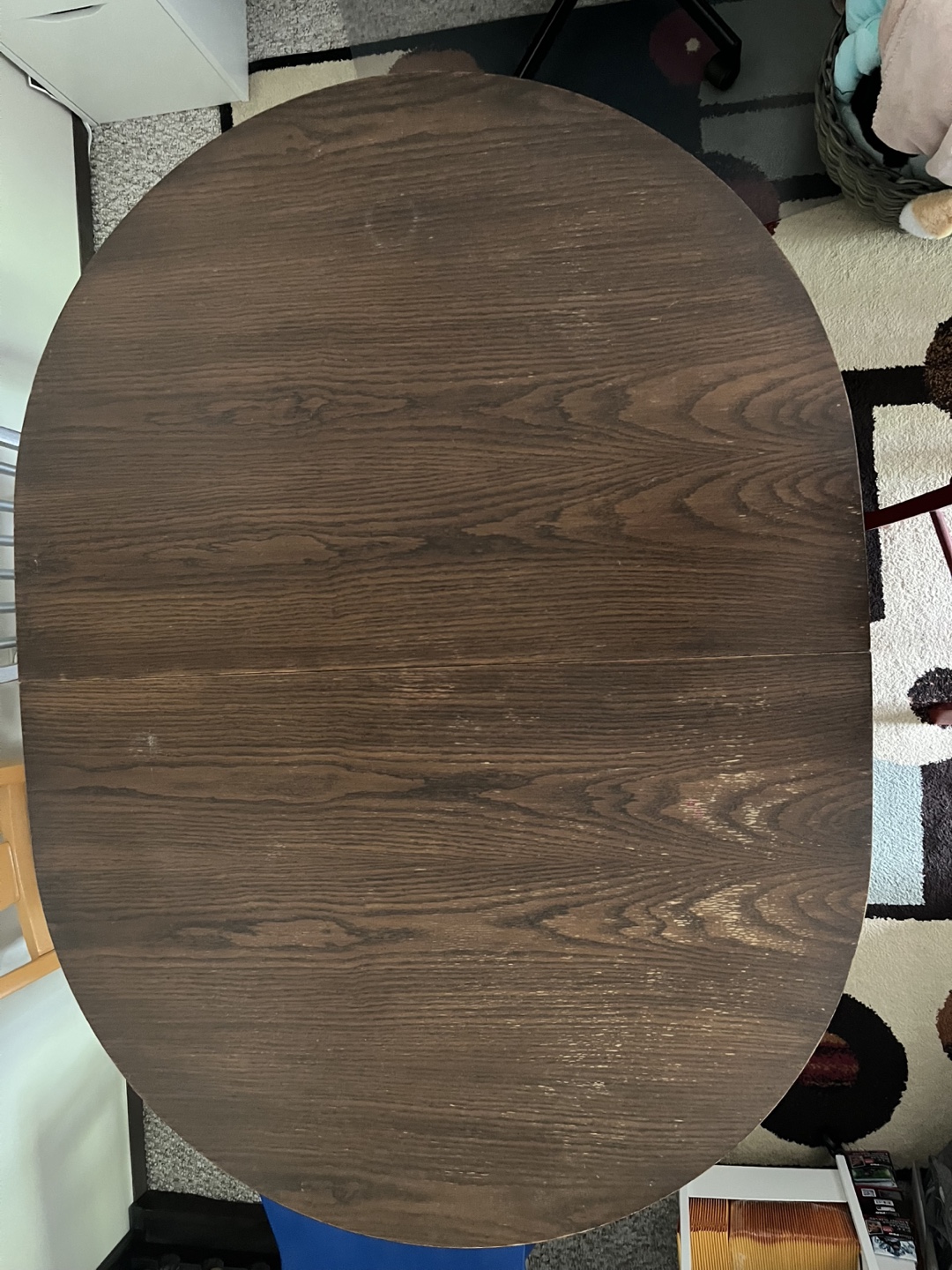 Dark Wood Oval Extendable Dining Table with Painted Wood Chairs - photo 4