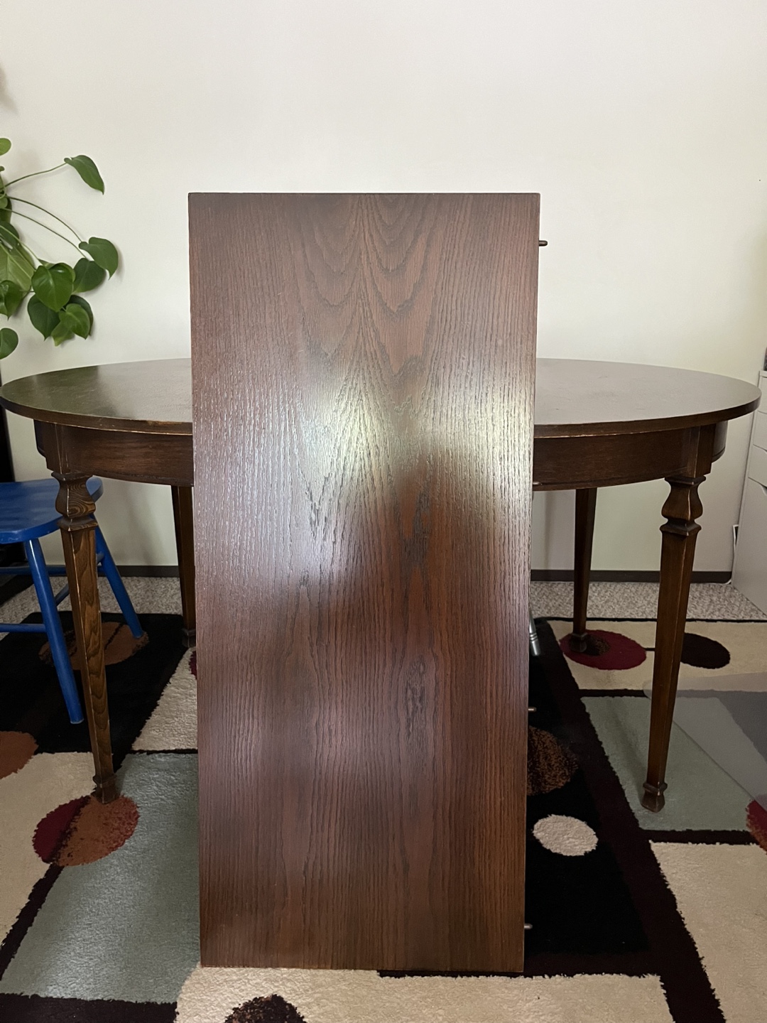 Dark Wood Oval Extendable Dining Table with Painted Wood Chairs - photo 5
