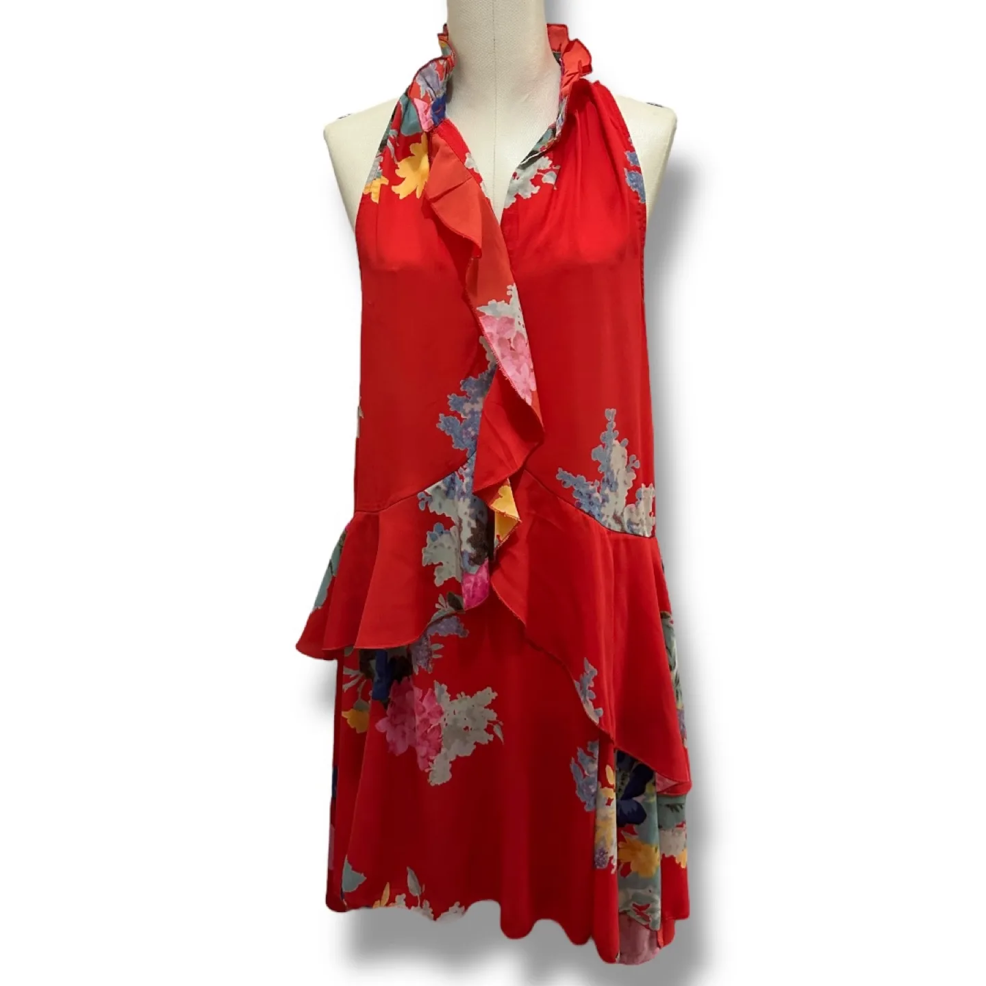 H&M Red Floral Halter Dress - Size 6 image indicator(2)