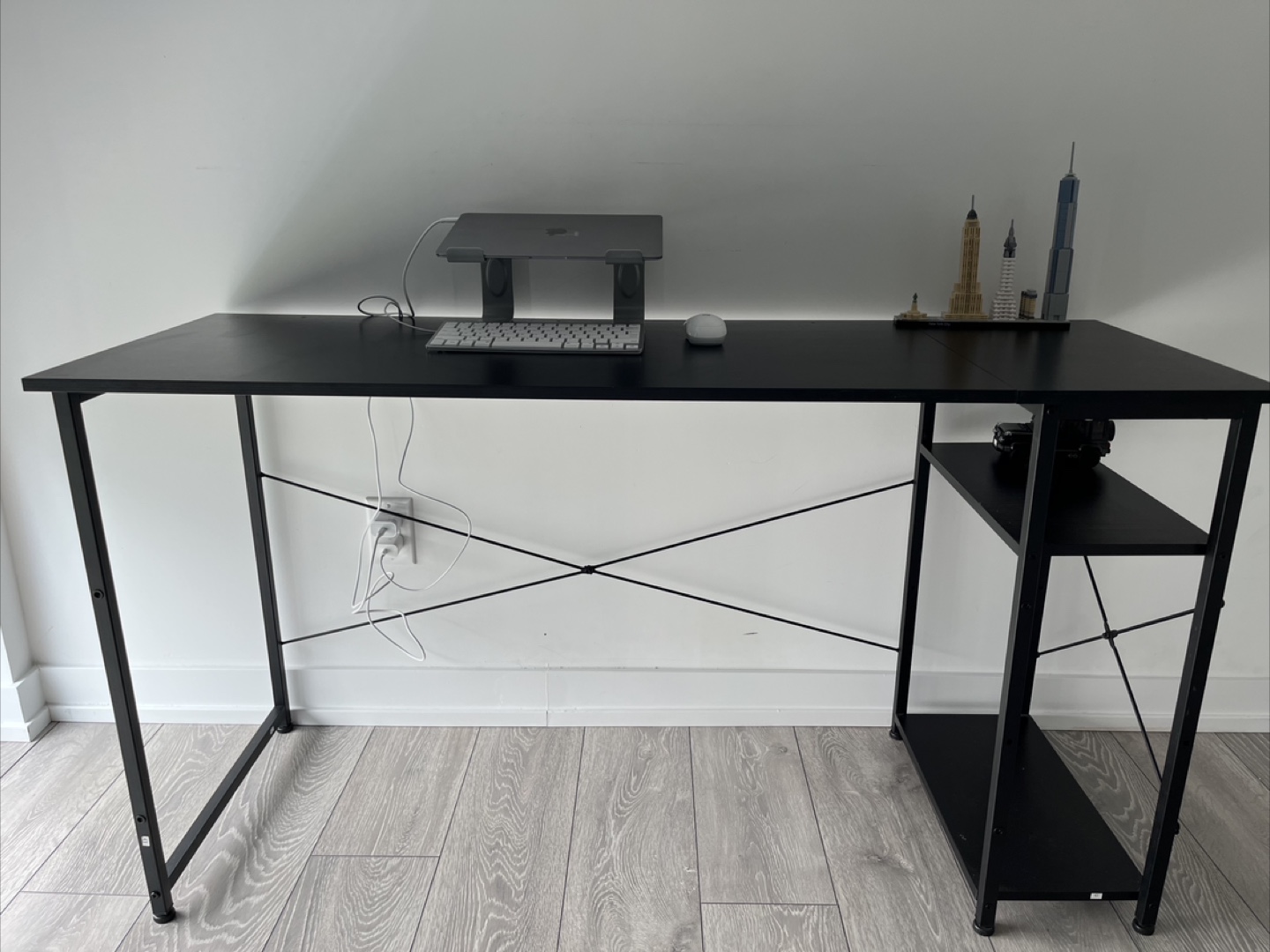 Black Computer Desk with Shelves