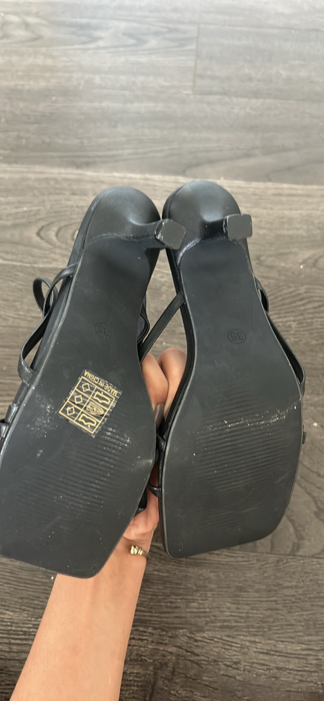 Black Strappy Heeled Sandals - Size 6 - photo 2