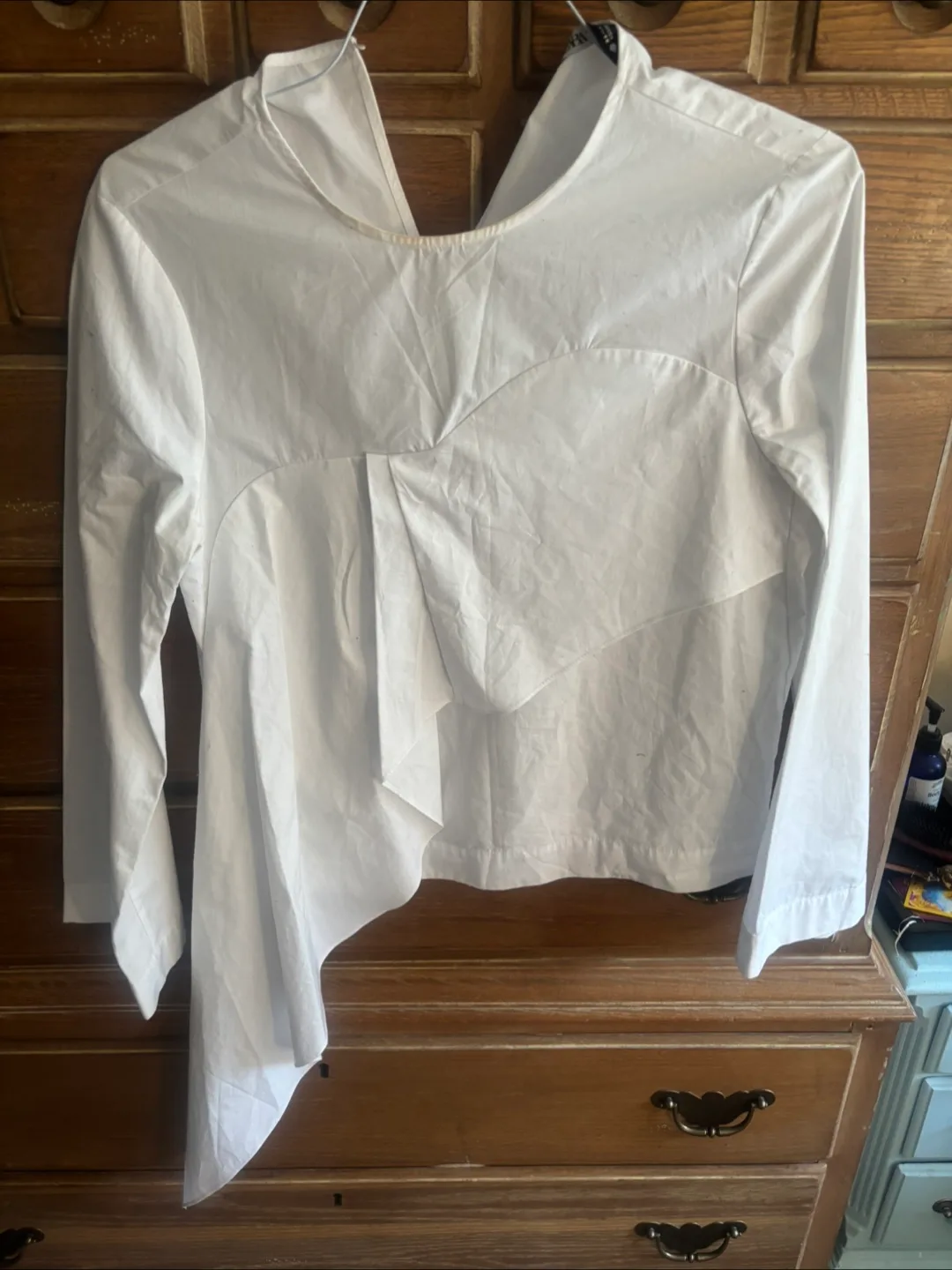 Zara White Asymmetric Blouse - Size S thumbnail