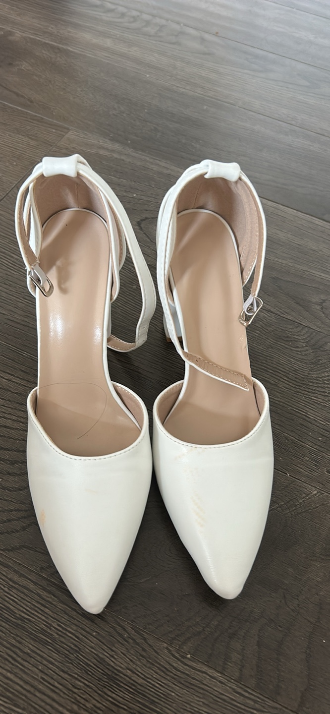 White Ankle Strap Heels - photo 4