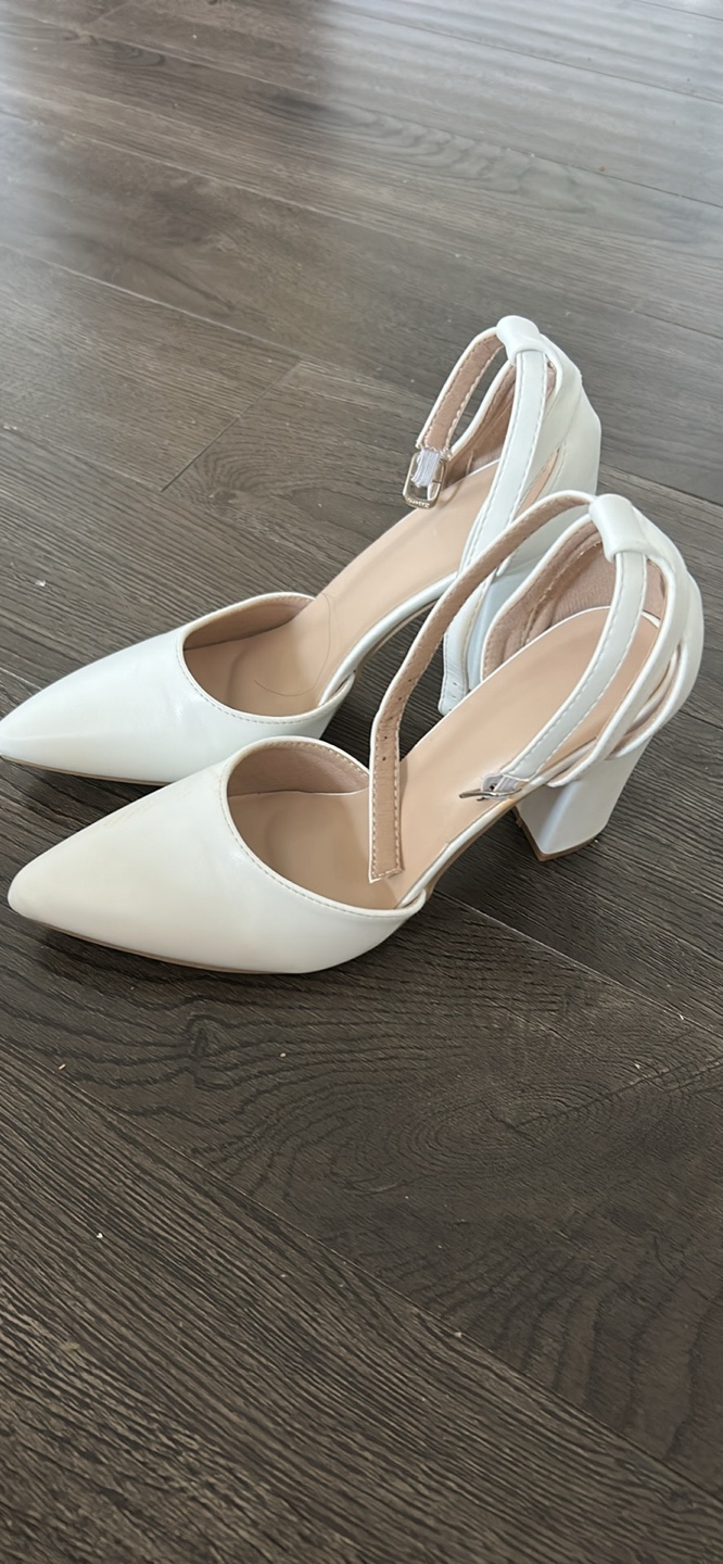 White Ankle Strap Heels - photo 5