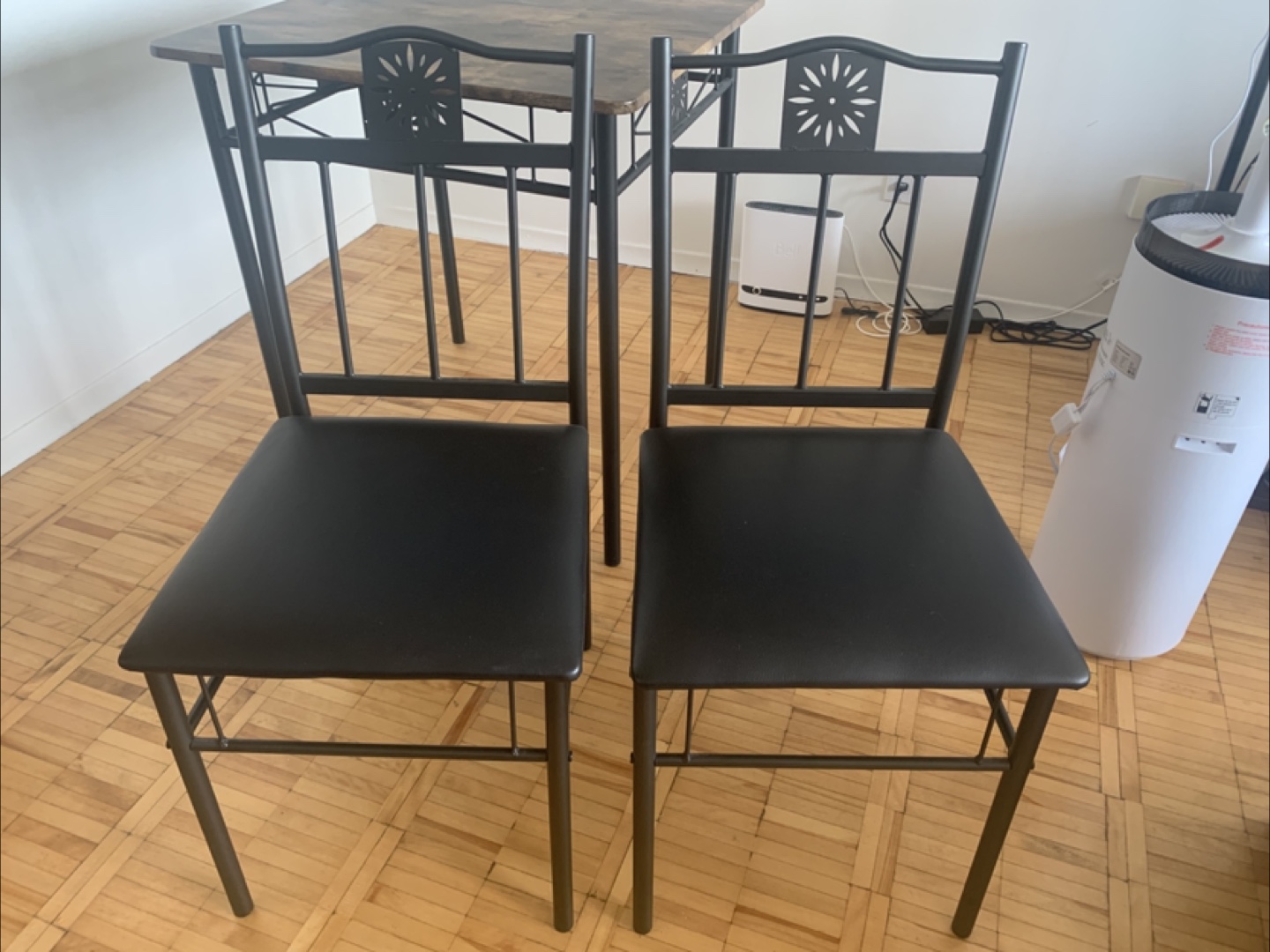 Dining Table and Chairs Set - Black Metal Frame - URGENT