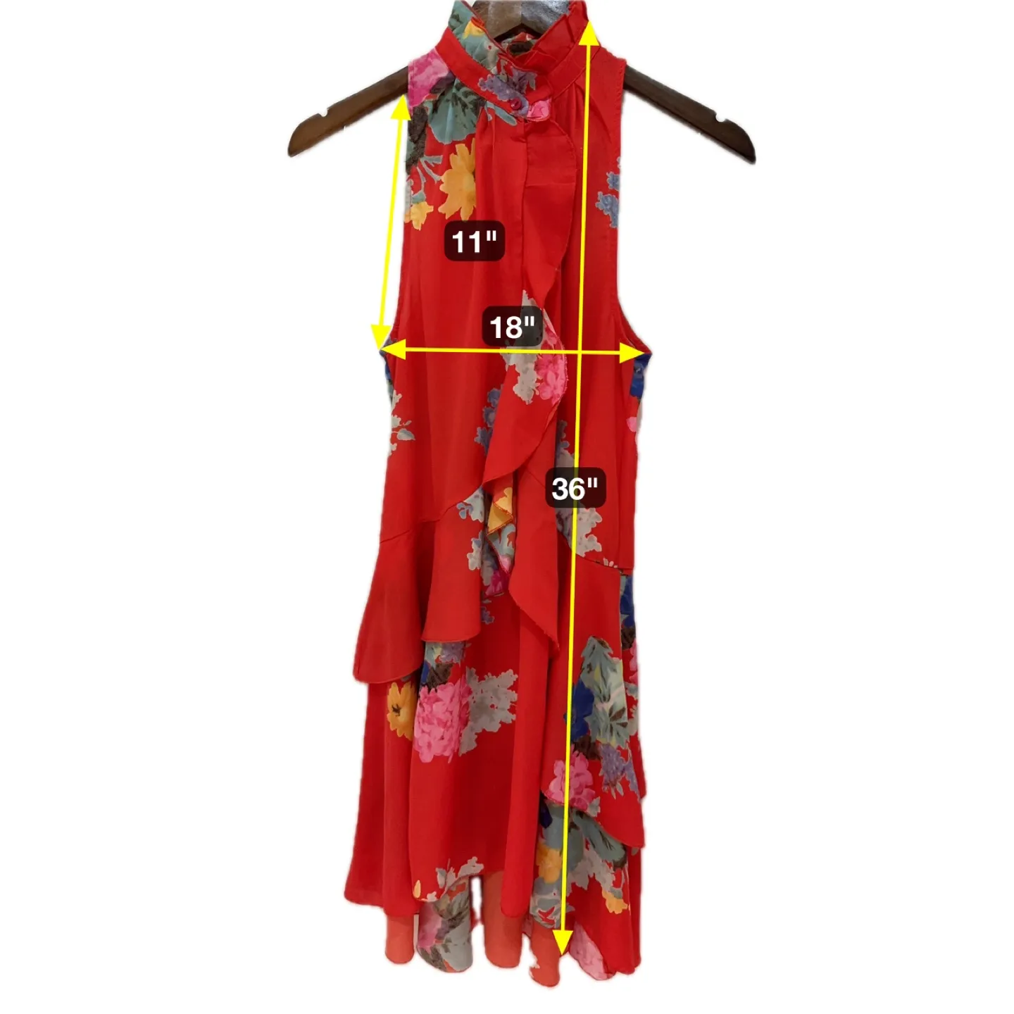 H&M Red Floral Halter Dress - Size 6 image indicator(7)