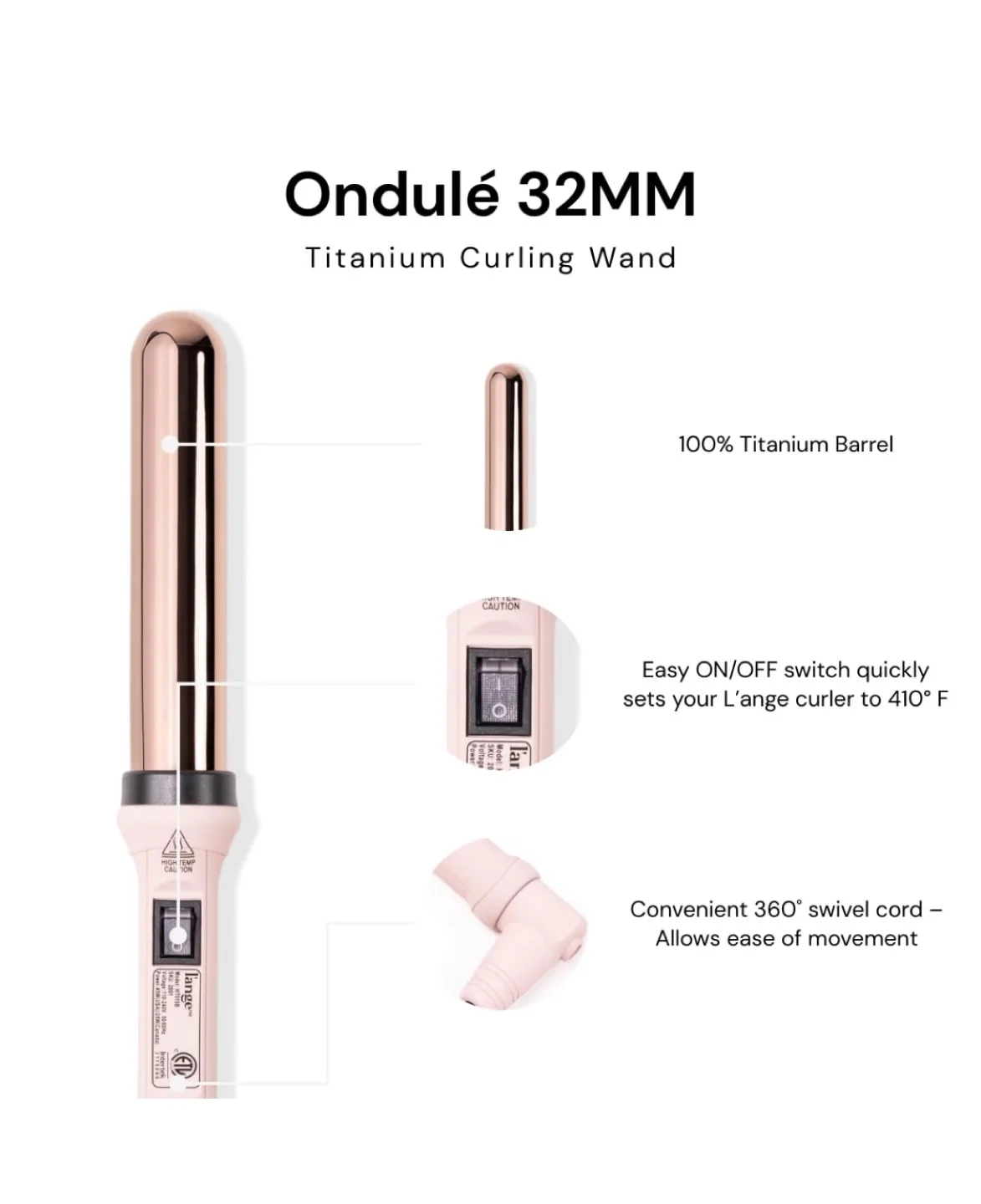 L'ange Ondulé 32MM Titanium Curling Wand image indicator(3)