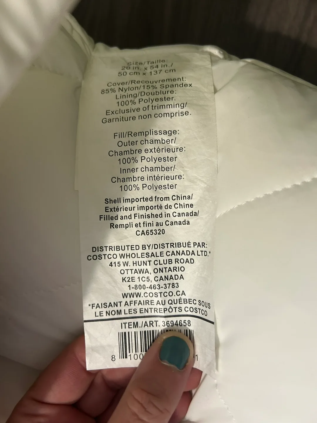 White Quilted Body Pillow - 50 x 137cm image indicator(2)