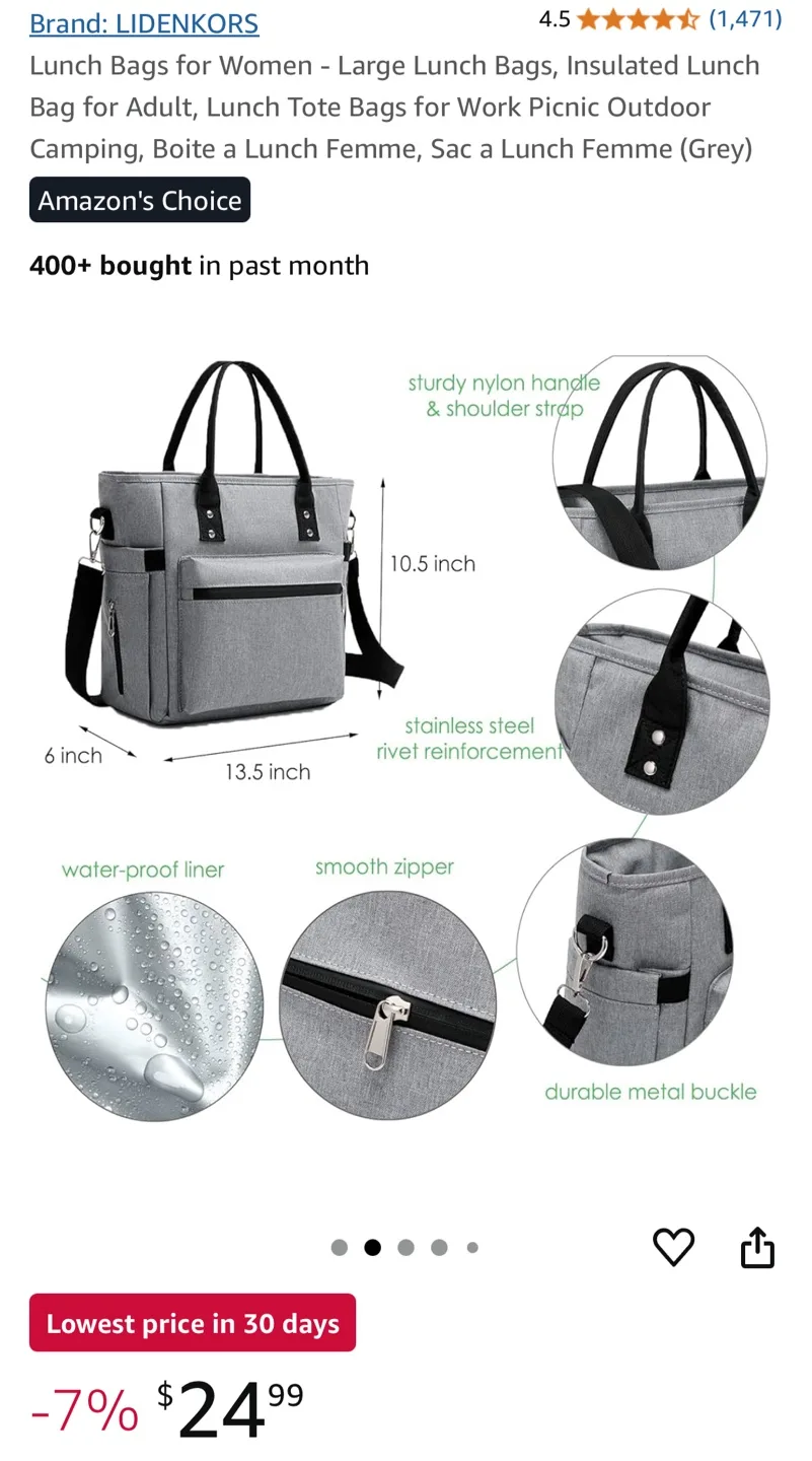 Large Insulated Lunch Bag/Tote image indicator(7)