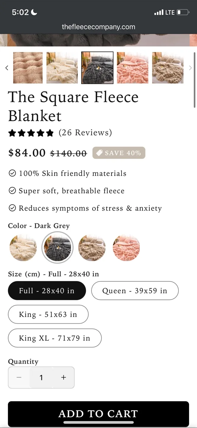 The Fleece Company Square Blanket - Full Size image indicator(2)