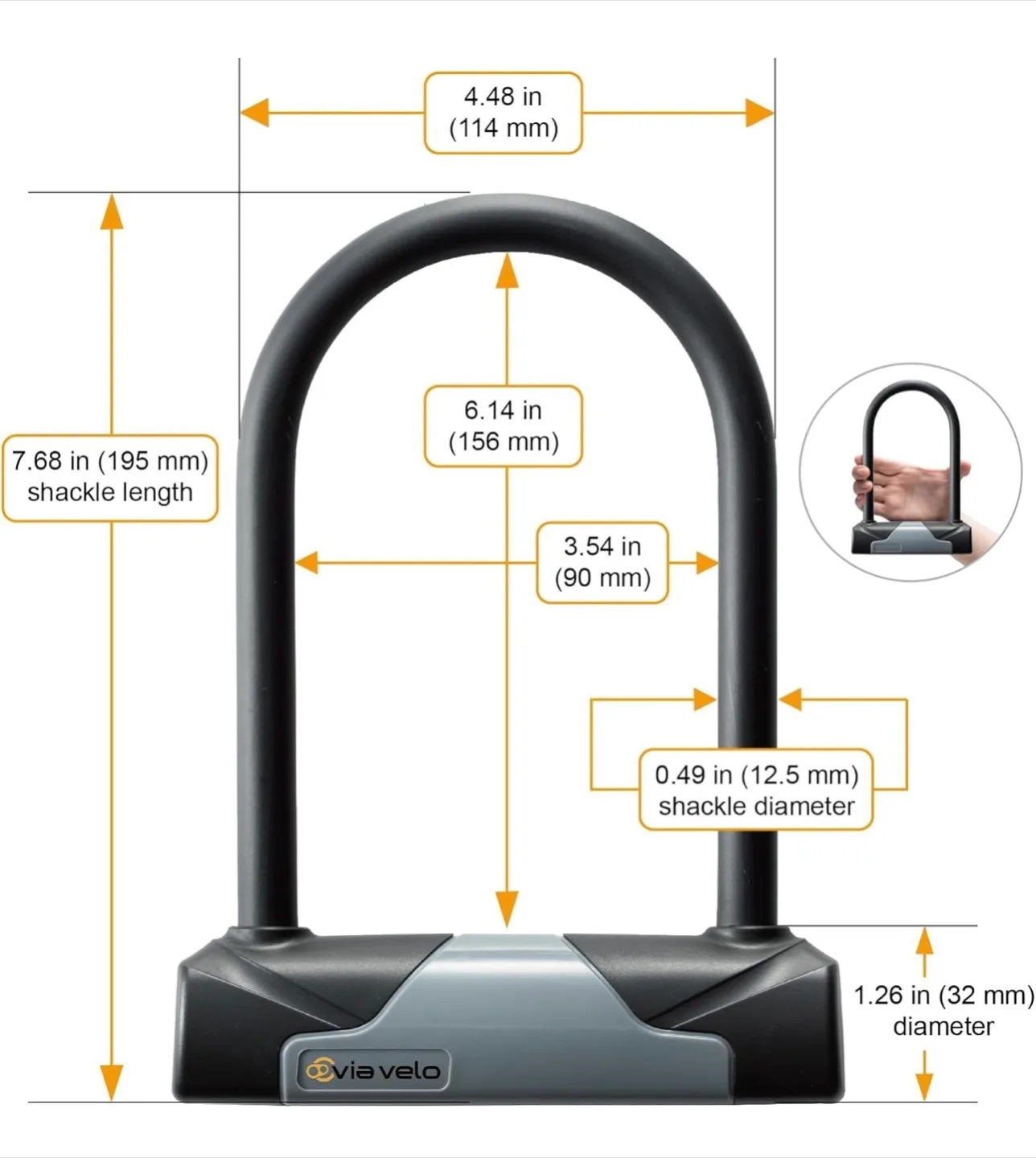 Via Velo Bike U-Lock with Cable image indicator(2)