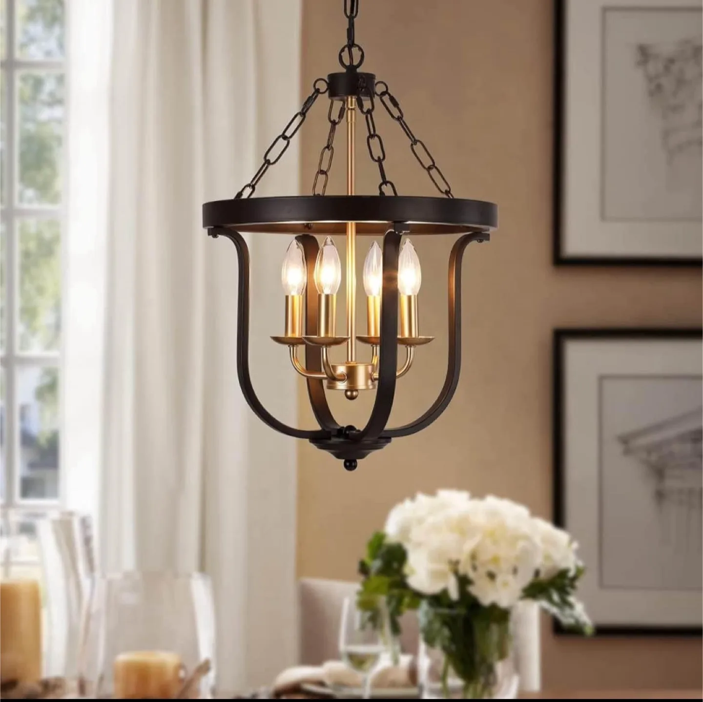 Black & Gold Farmhouse Chandelier thumbnail