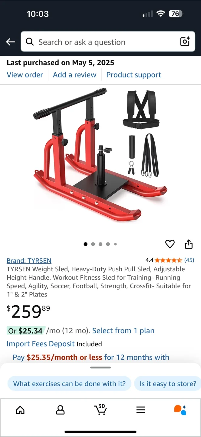 TYRSEN Weight Sled, Push Pull Fitness Sled - NEW image indicator(2)