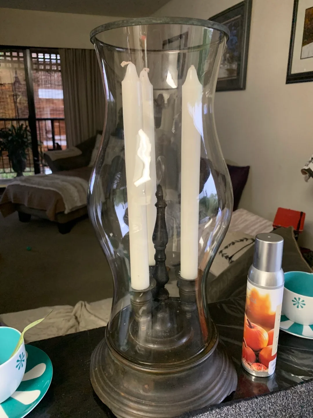 Glass Hurricane Candle Holders - 13 inches thumbnail