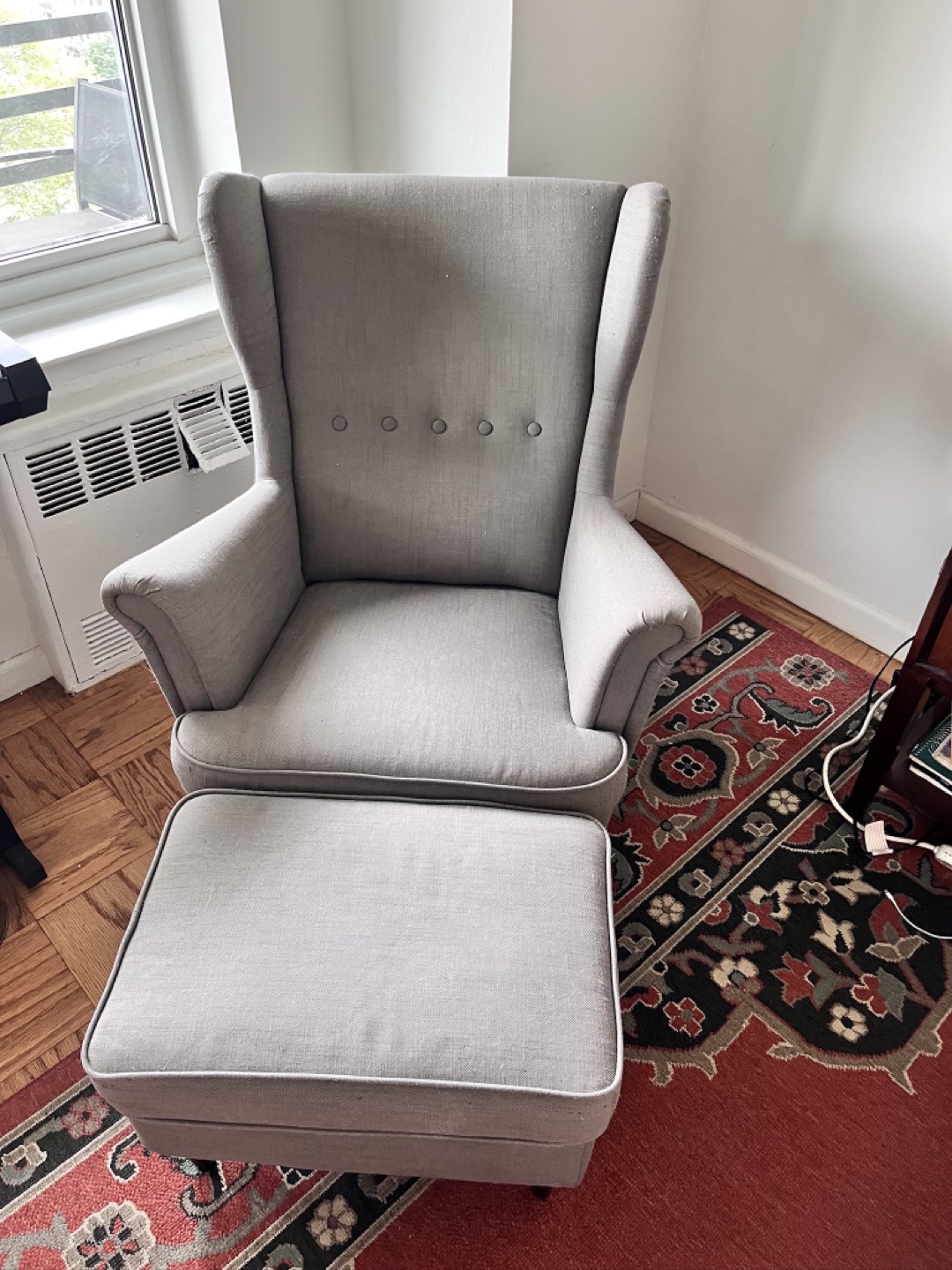 Wingback Chair with Ottoman - Light Gray - photo 4