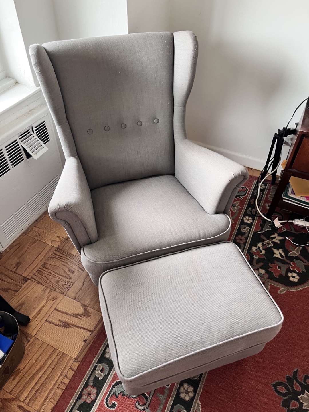 Wingback Chair with Ottoman - Light Gray - photo 3