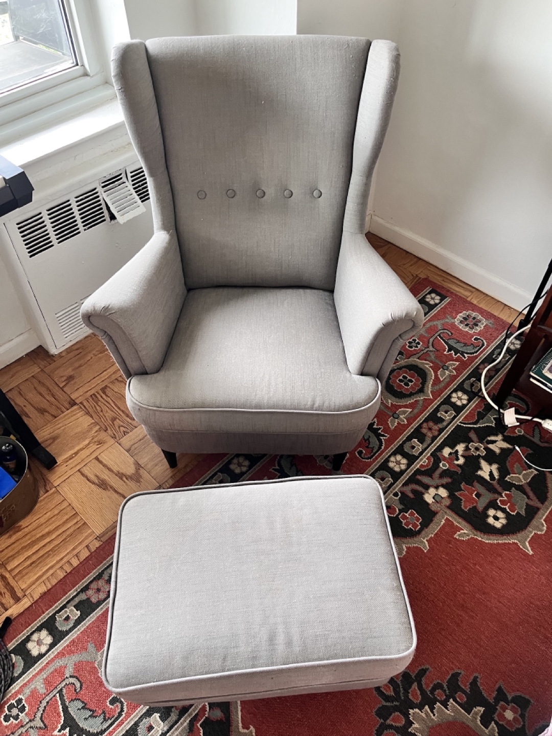 Wingback Chair with Ottoman - Light Gray - photo 2