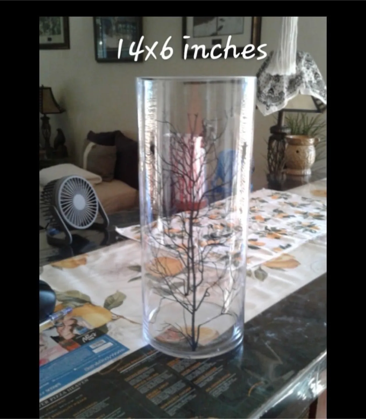 Glass Cylinder Vase with Tree Design - 14x6 inches thumbnail