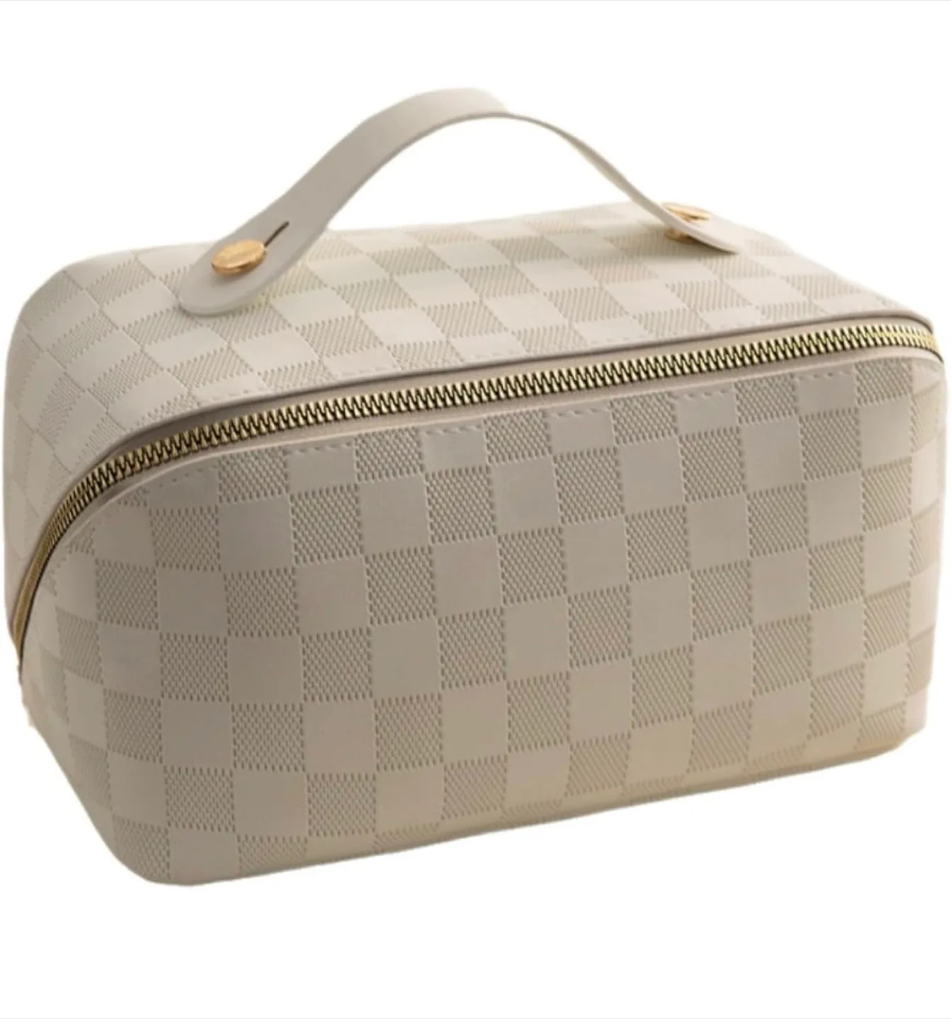 White Checkered Cosmetic Travel Case image indicator(7)