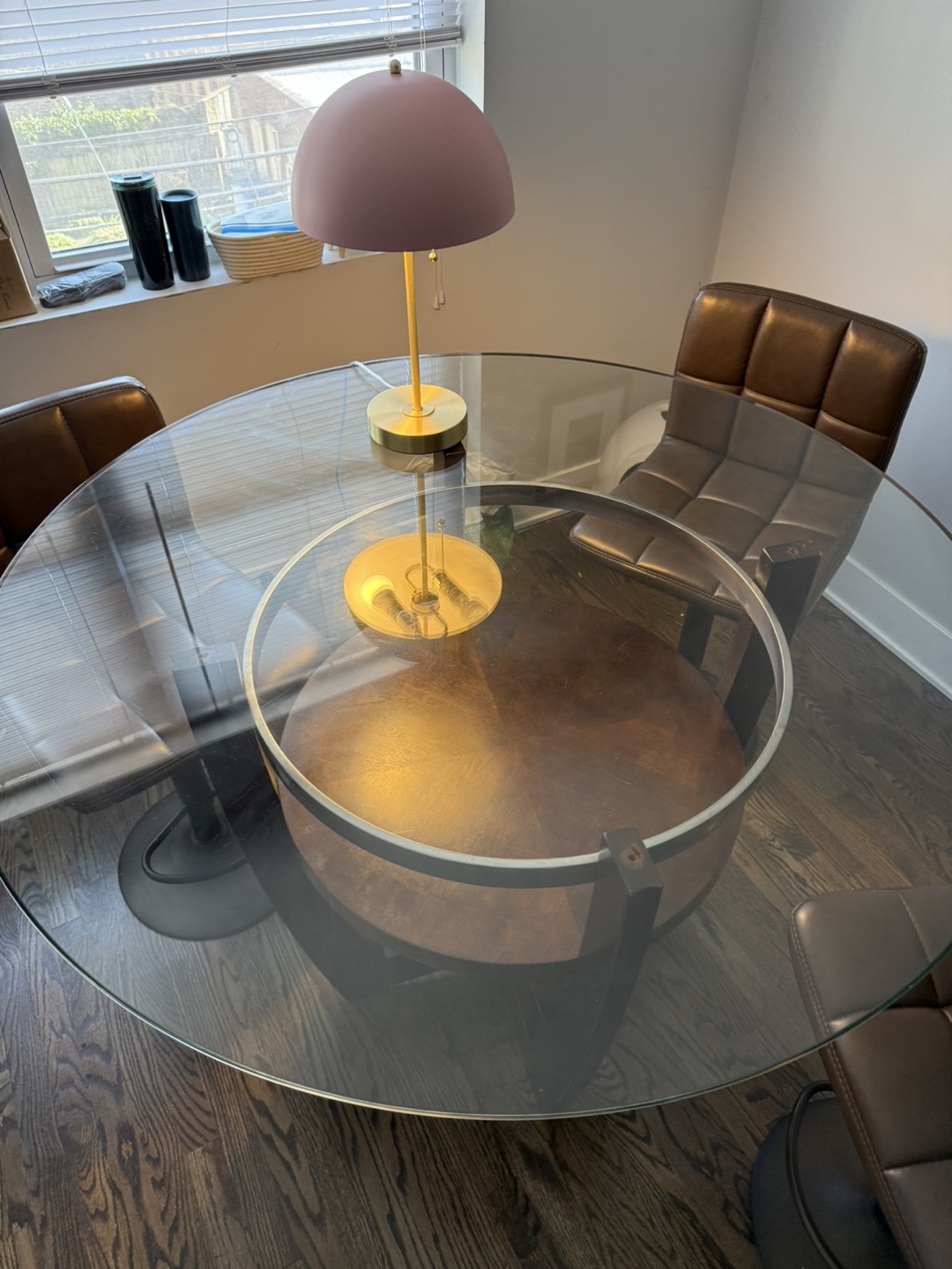 Glass Top Round Dining Table Set with 3 Chairs - photo 4