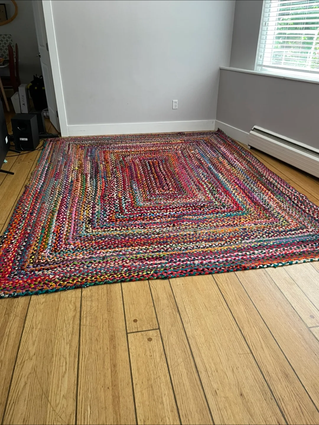 Large Handmade Braided Area Rug - Multi-Colour