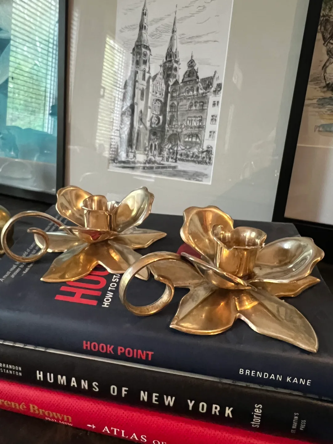 Vintage Brass Floral Candle Holders thumbnail