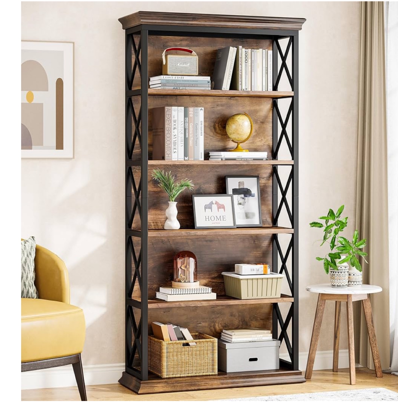 Tribesigns 5-Shelf Bookshelf, 70.87" Rustic Brown